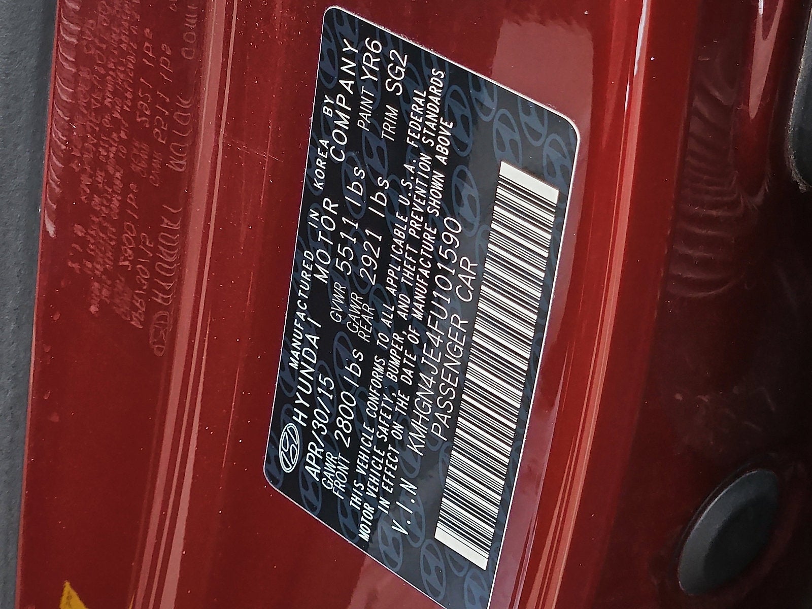 2015 Hyundai GENESIS 3.8L