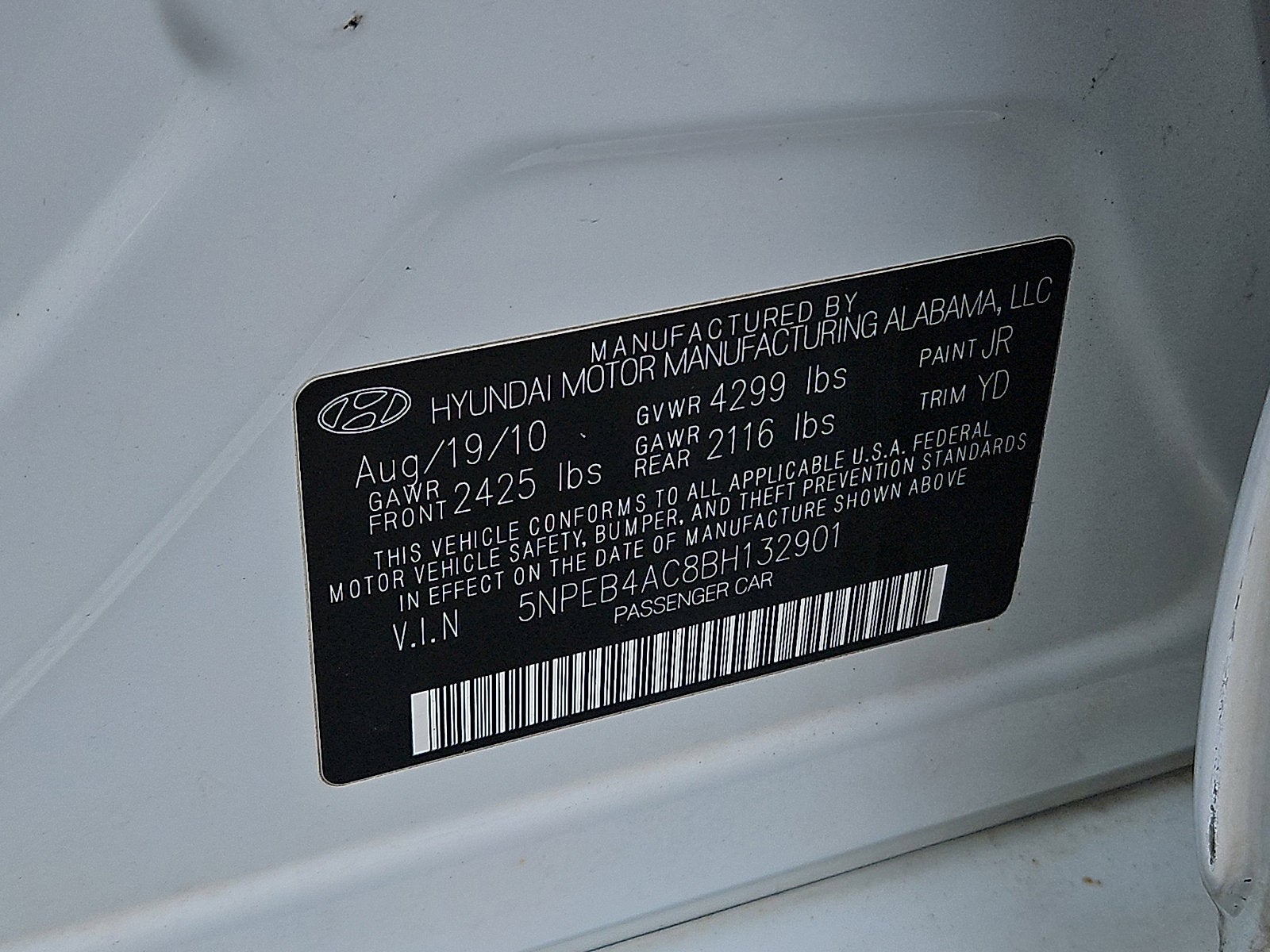 2011 Hyundai SONATA GLS PZEV