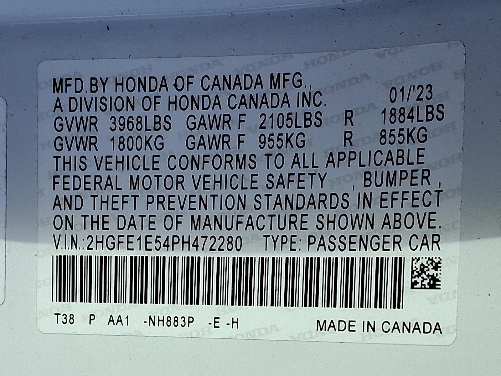 2023 Honda Civic Si Si Manual Sedan