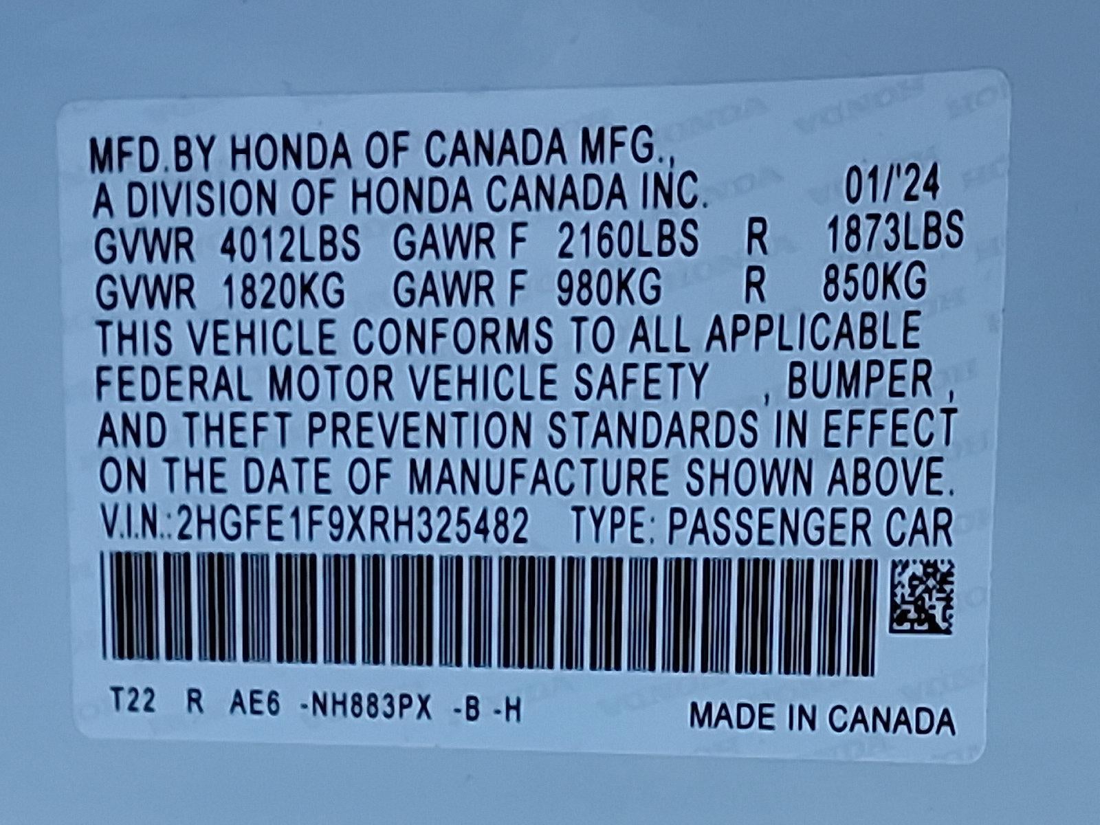 2024 Honda Civic Sedan Touring CVT