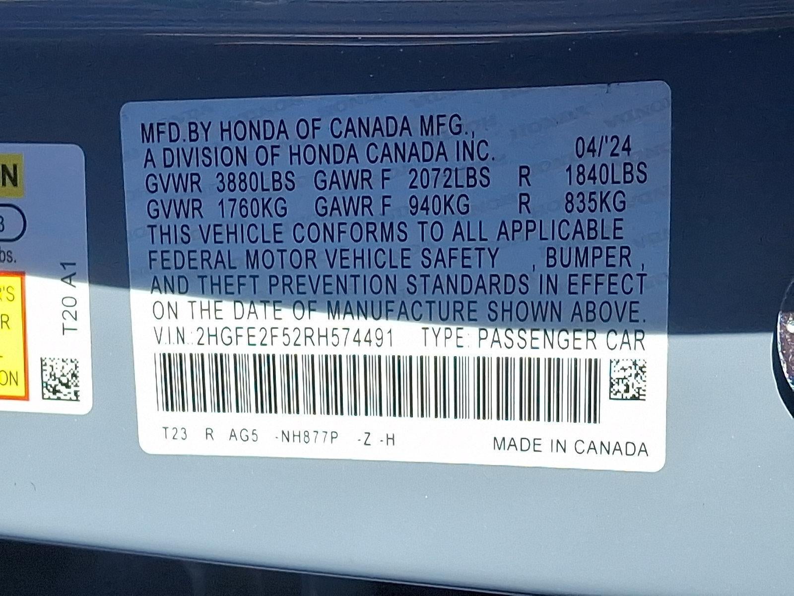 2024 Honda Civic Sedan Sport CVT