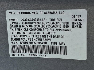 2018 Honda Odyssey Touring Auto