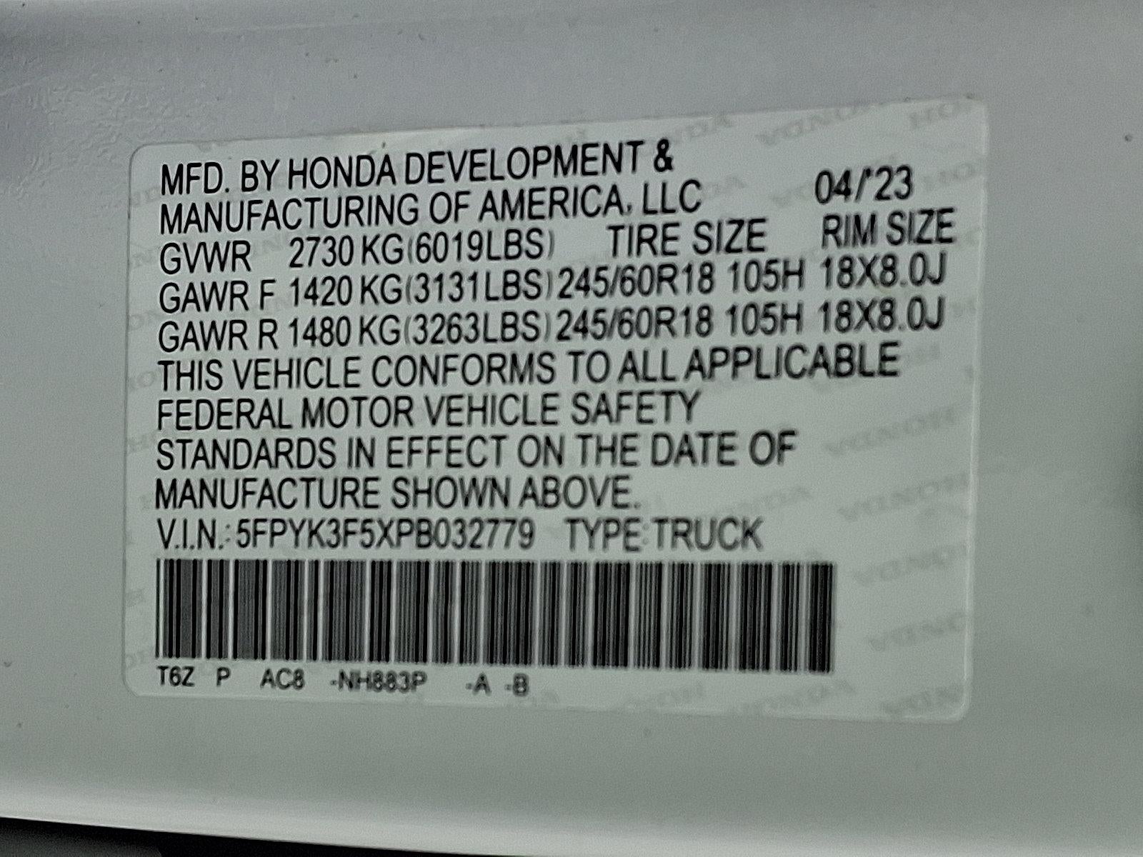 2023 Honda Ridgeline RTL AWD