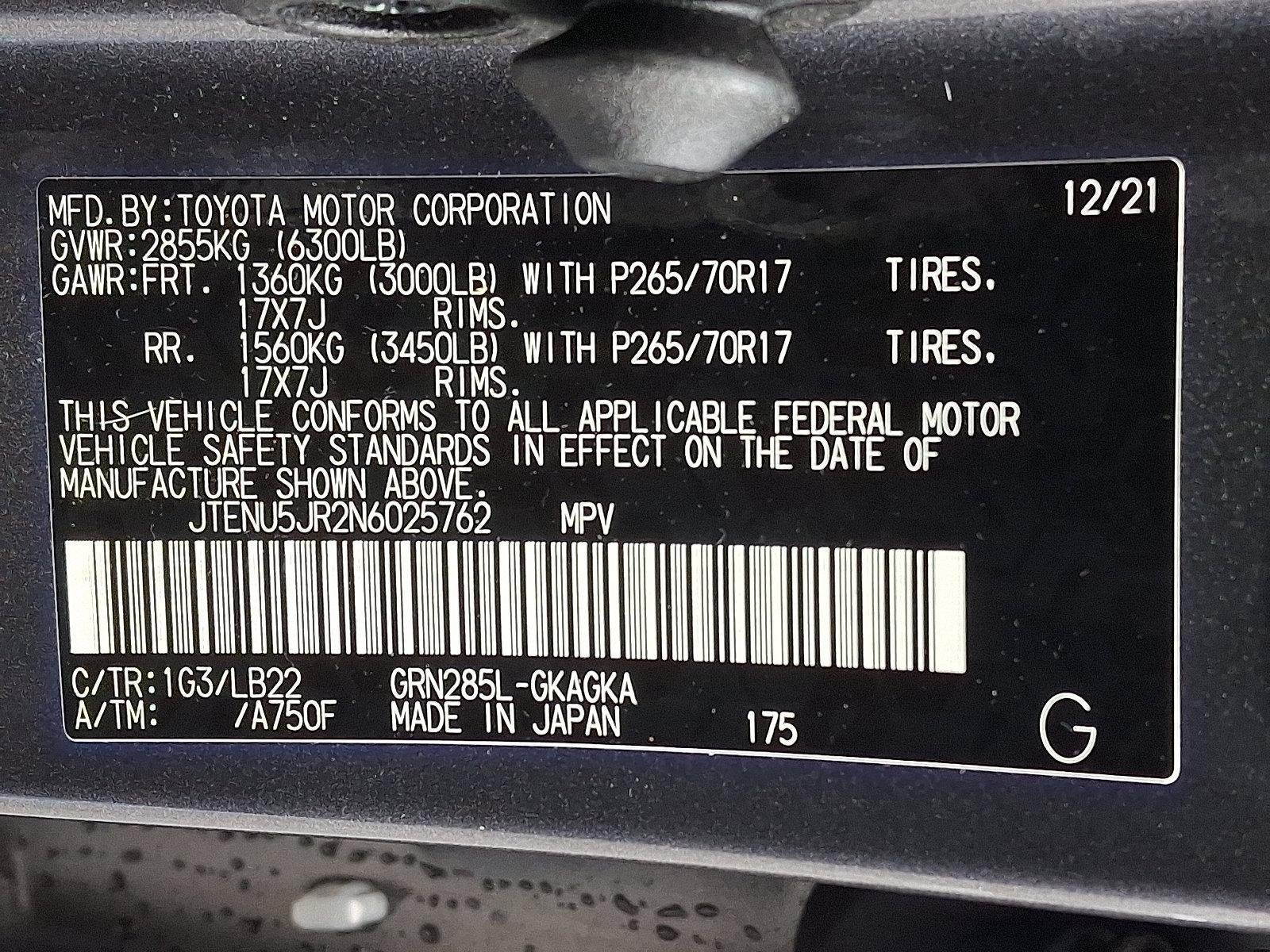 2022 Toyota 4Runner SR5 Premium 4WD (Natl)