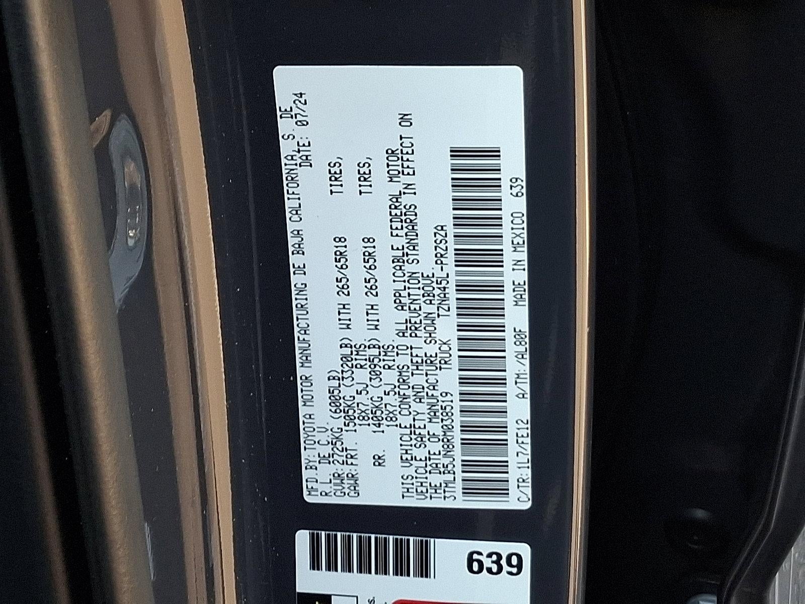 2024 Toyota Tacoma 4WD 4WD TRD Sport Double Cab 5' Bed AT (Natl)