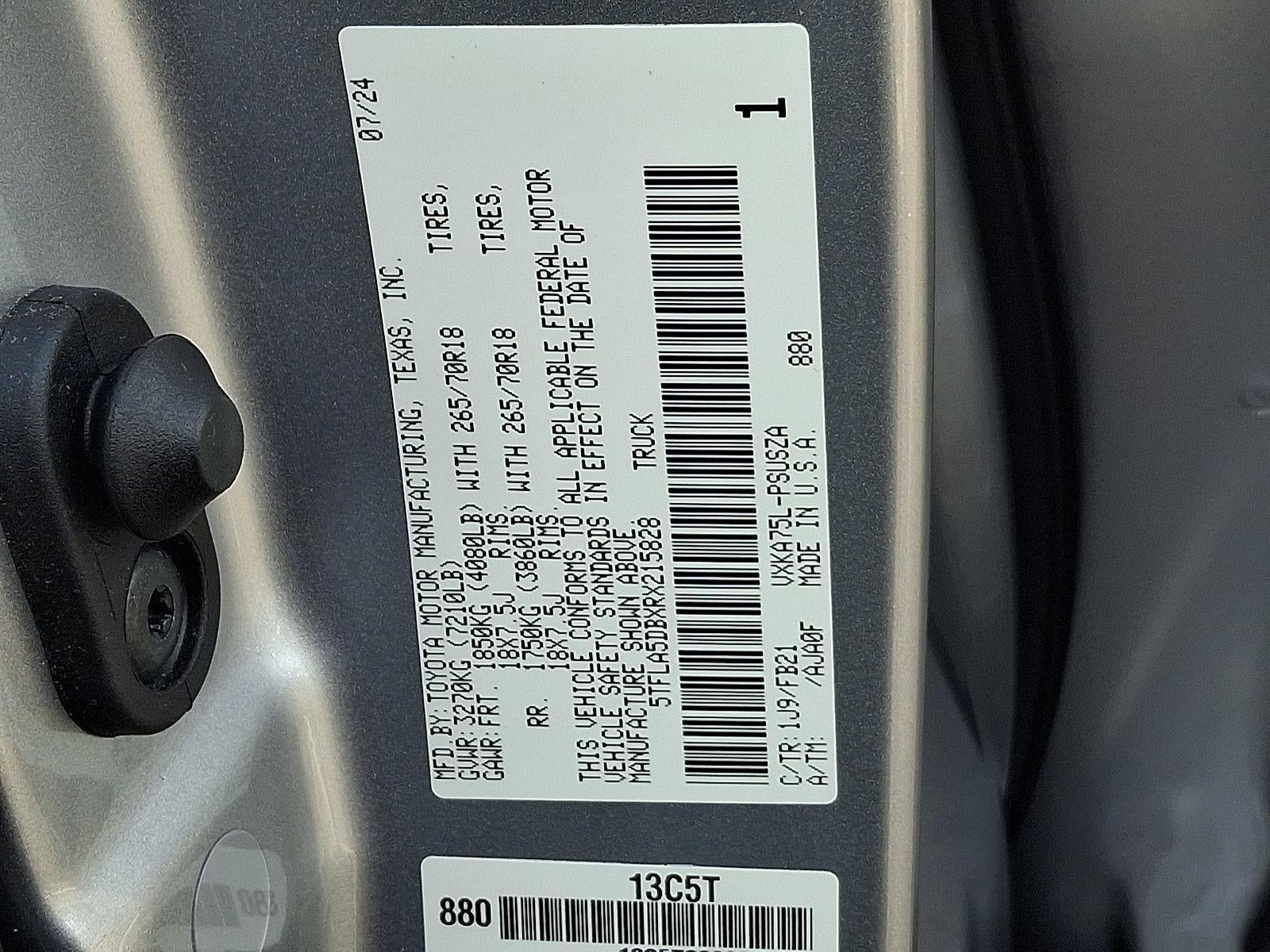 2024 Toyota Tundra 4WD 4WD SR5 CrewMax 5.5' Bed (Natl)