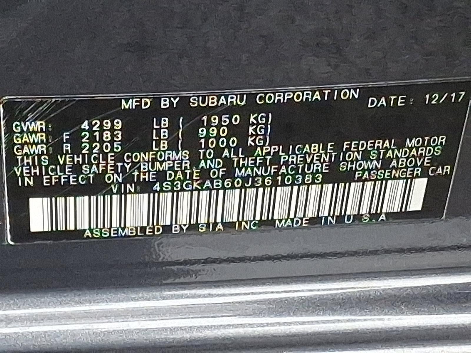 2018 Subaru Impreza 2.0i Premium 4-door CVT