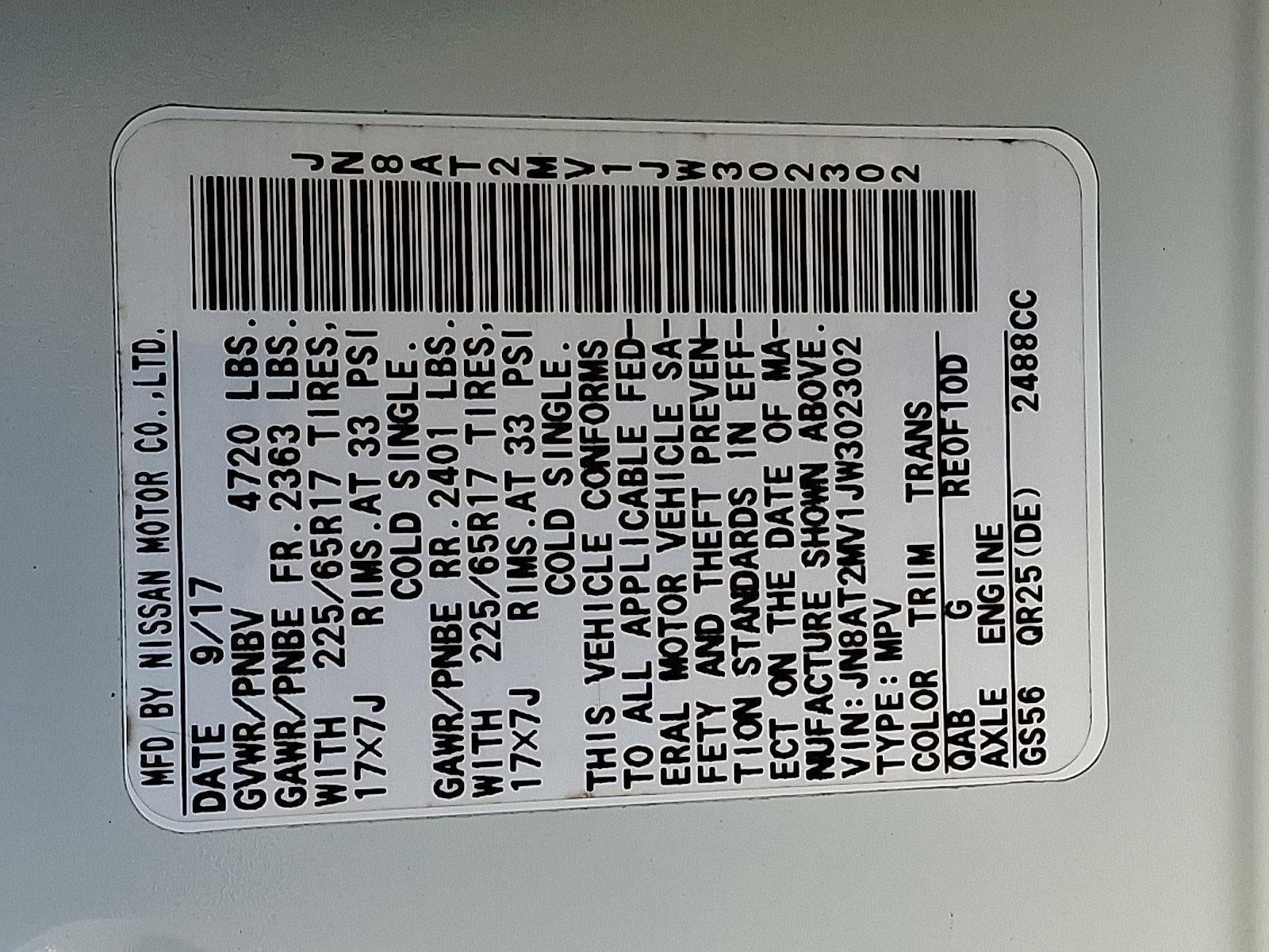 2018 Nissan Rogue AWD SV