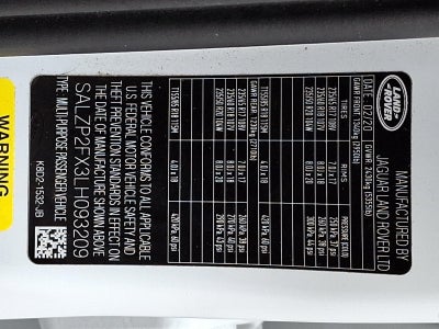 2020 Land Rover Range Rover Evoque P250 SE