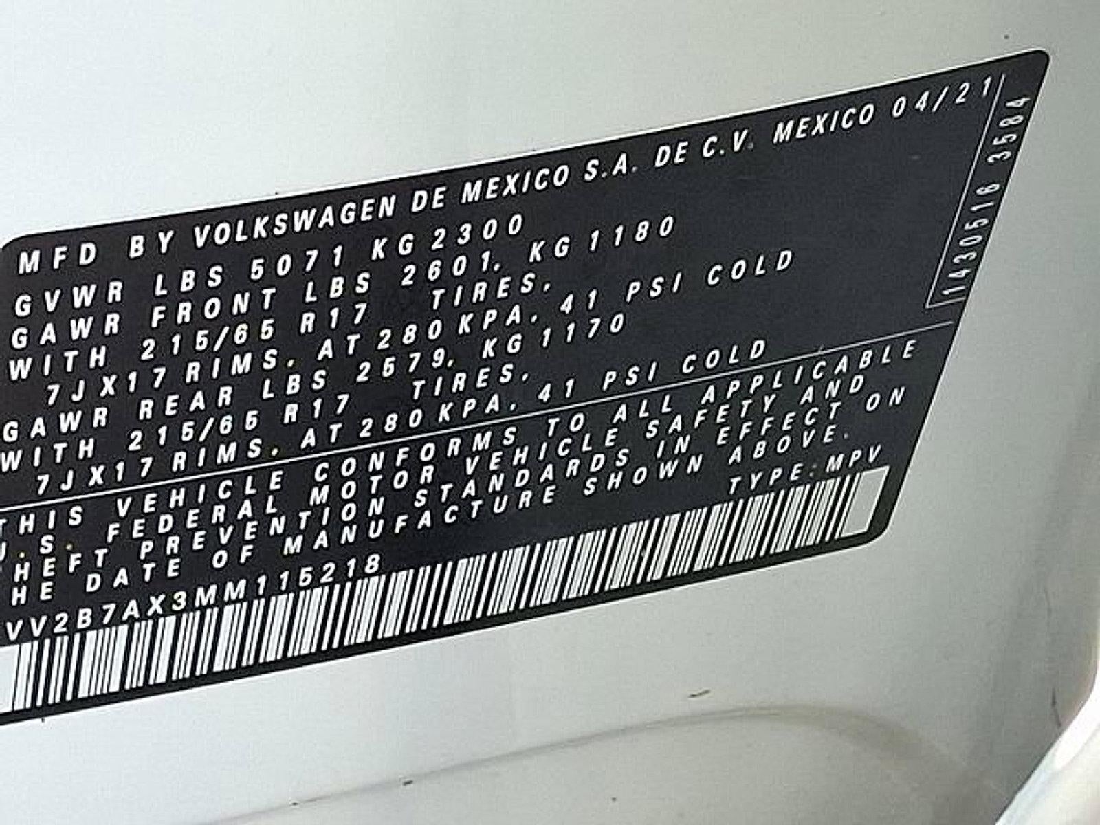 2021 Volkswagen Tiguan 2.0T SE 4MOTION