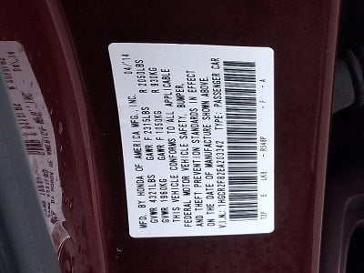 2014 Honda Accord Sedan EX-L CVT PZEV with Navigation