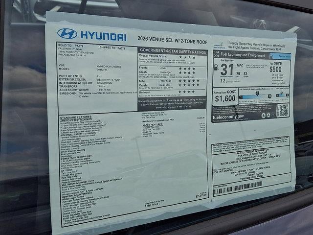 2026 Hyundai VENUE SEL W/Two-Tone Roof