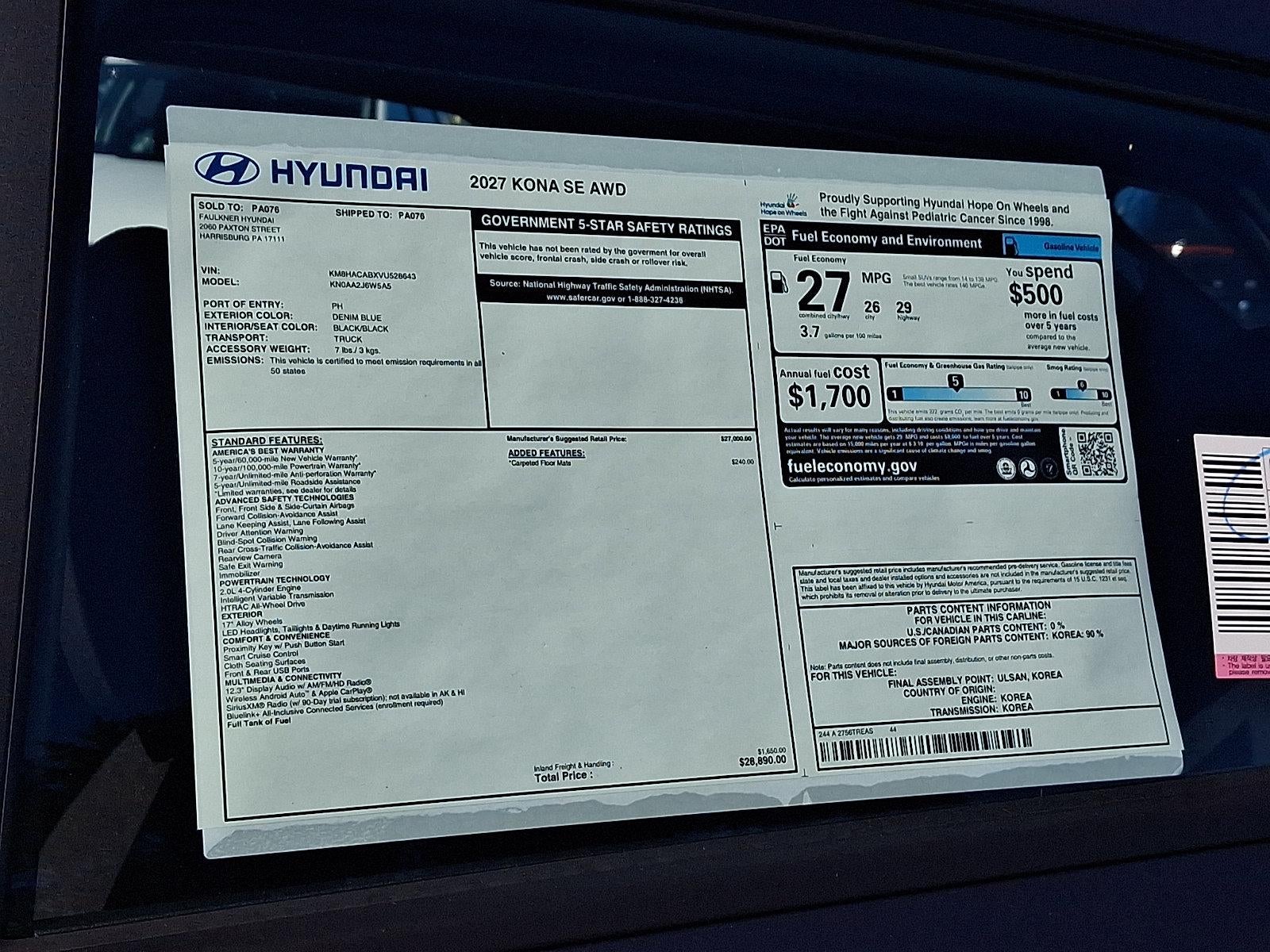 2027 Hyundai KONA SE AWD
