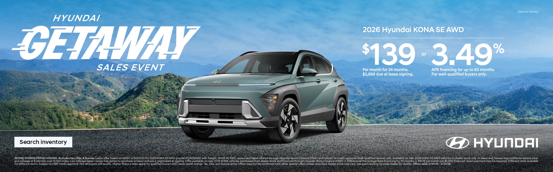 2026 Hyundai Kona SE APR or Lease Offer